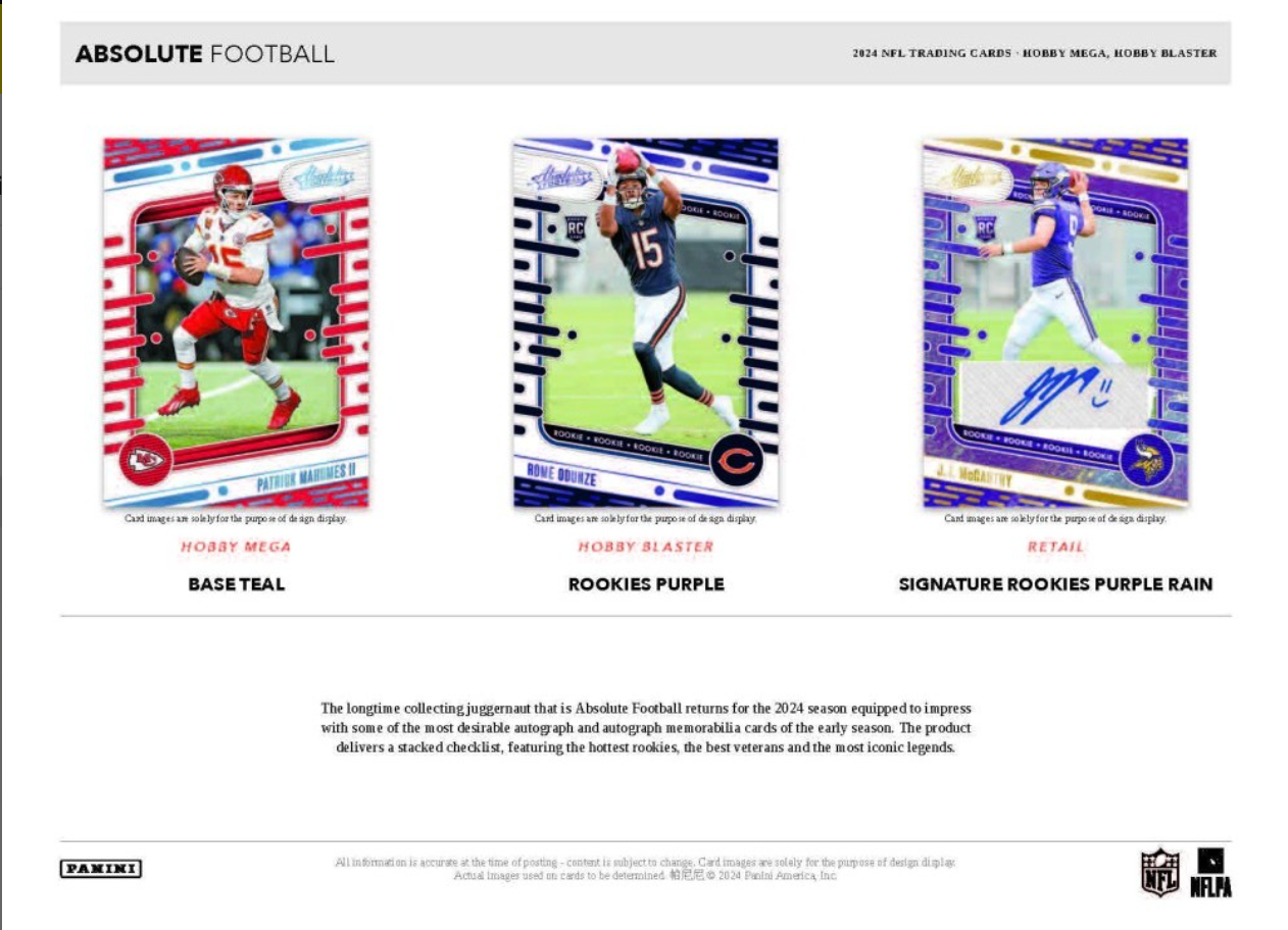 2024 Panini Absolute Football Mega, 20 Box (Black Parallels) Case