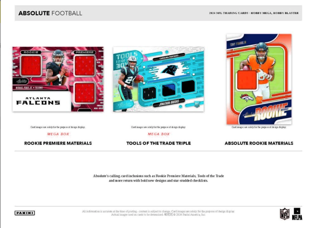 2024 Panini Absolute Football Mega, Box (Black Parallels)