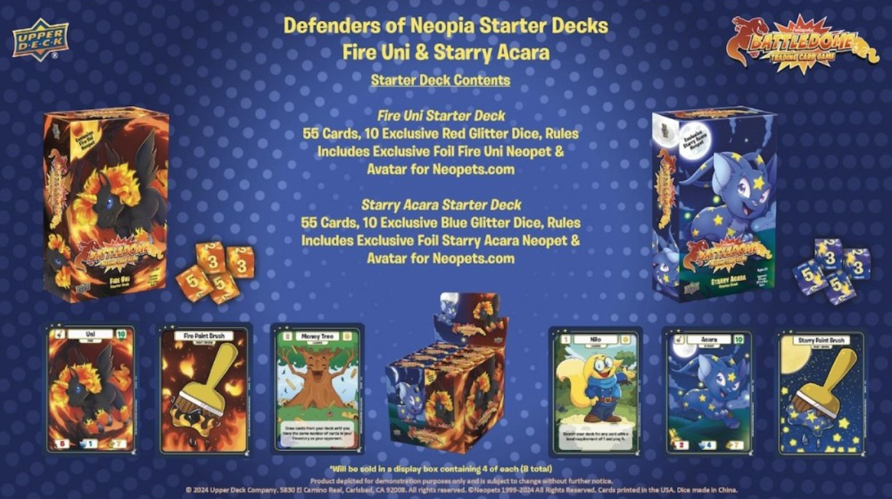 2025 Upper Deck Neopets Battledome Defenders of Neopia, 6 Starter Deck Box Case