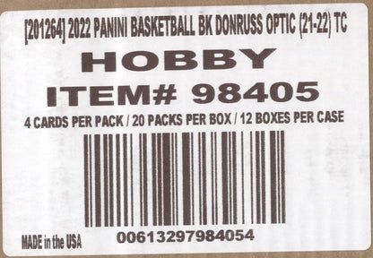*LAST CASE* 2021-22 Donruss Optic Basketball Hobby, 12 Box Case