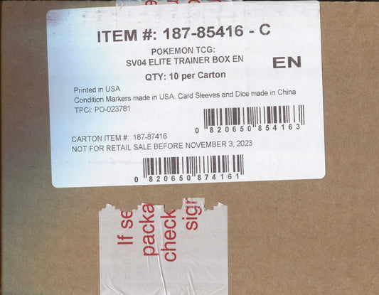 Pokemon Scarlet & Violet Paradox Rift ETB, 10 Elite Trainer Box Case