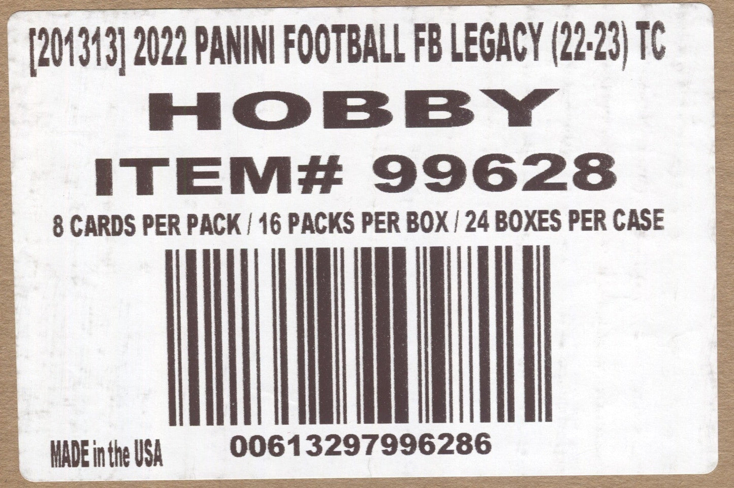 *LAST CASE* 2022 Panini Legacy Football Hobby, 24 Box Case