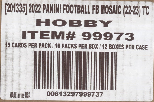 *LAST CASE* 2022 Panini Mosaic Football Hobby, 12 Box Case