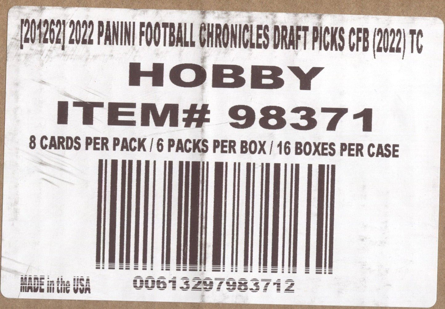 *LAST CASE* 2022 Panini Chronicles Draft Picks Football Hobby, 16 Box Case