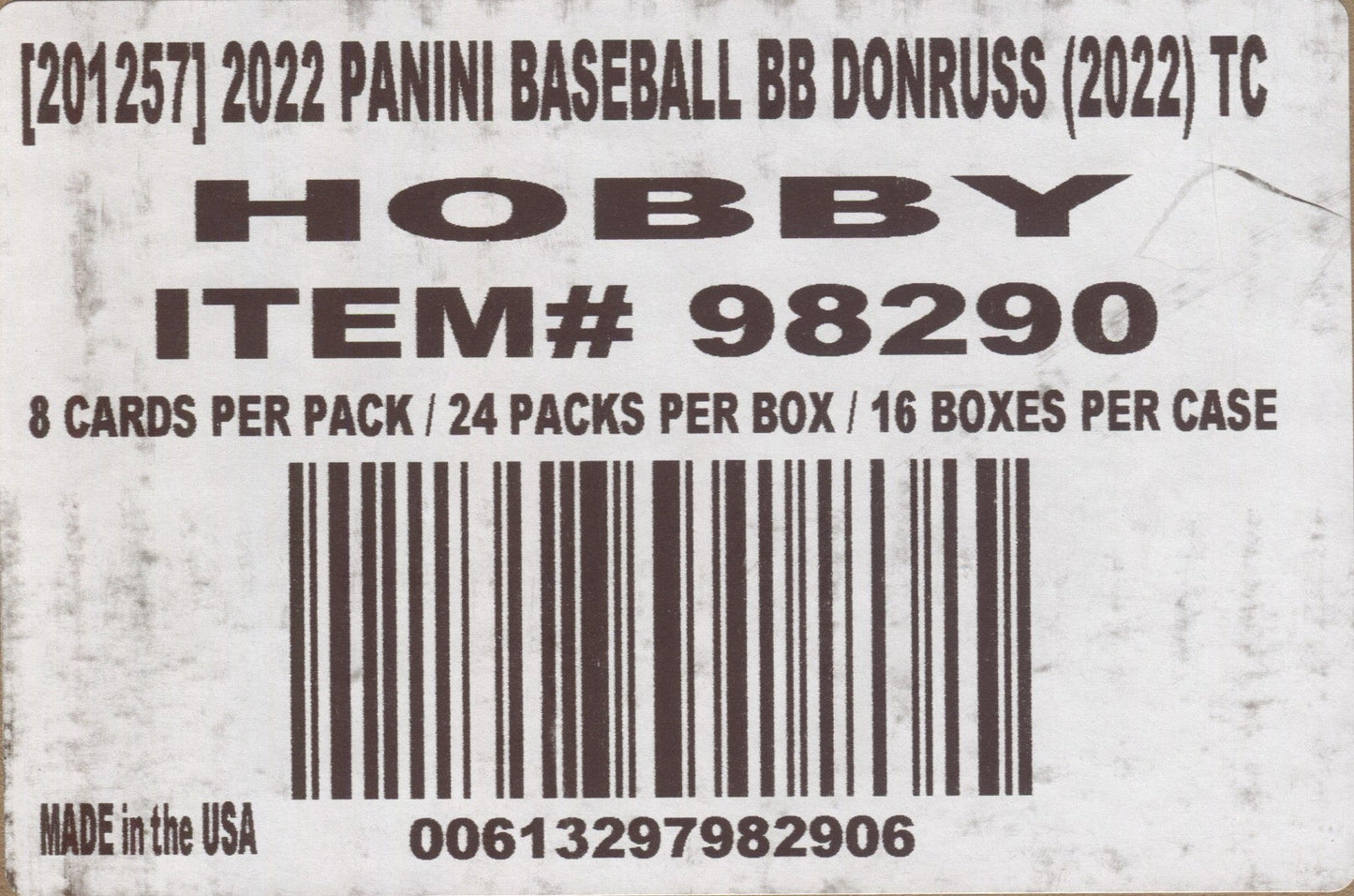 *LAST CASE* 2022 Panini Donruss Baseball Hobby, 16 Box Case