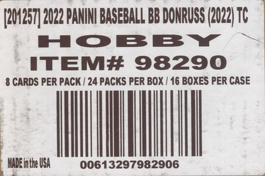 *LAST CASE* 2022 Panini Donruss Baseball Hobby, 16 Box Case